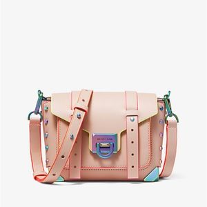 Manhattan Small Contrast-Trim Leather Crossbody